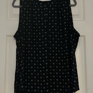 croft & barrow Black Tank with White Micro Dot Pattern